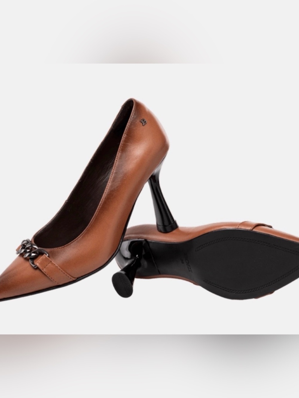 BOSI High Heels Italian
Designer All Leather Chain
Link Detail Brown Ombré Sz 6